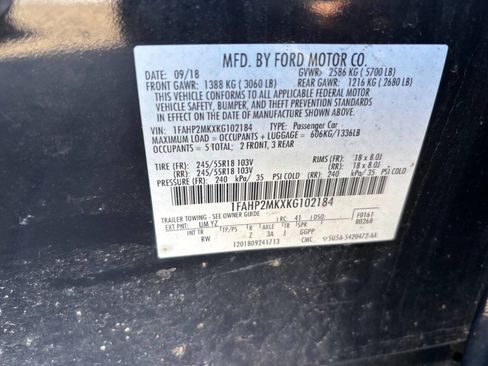 Used 2019 Ford Taurus Police Interceptor AWD w/ 2-tone Vinyl Package #1 image 4