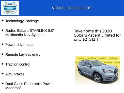 Used 2020 Subaru Ascent Limited w/ Technology Package AWD/4WD image 18