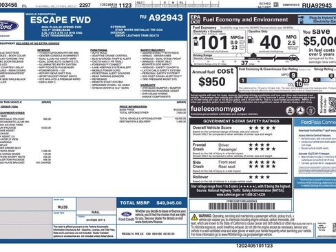 Certified 2024 Ford Escape SE w/ PHEV Premium Package FWD image 8