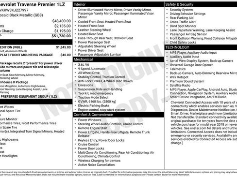 Used 2019 Chevrolet Traverse Premier w/ Redline Edition AWD/4WD image 2