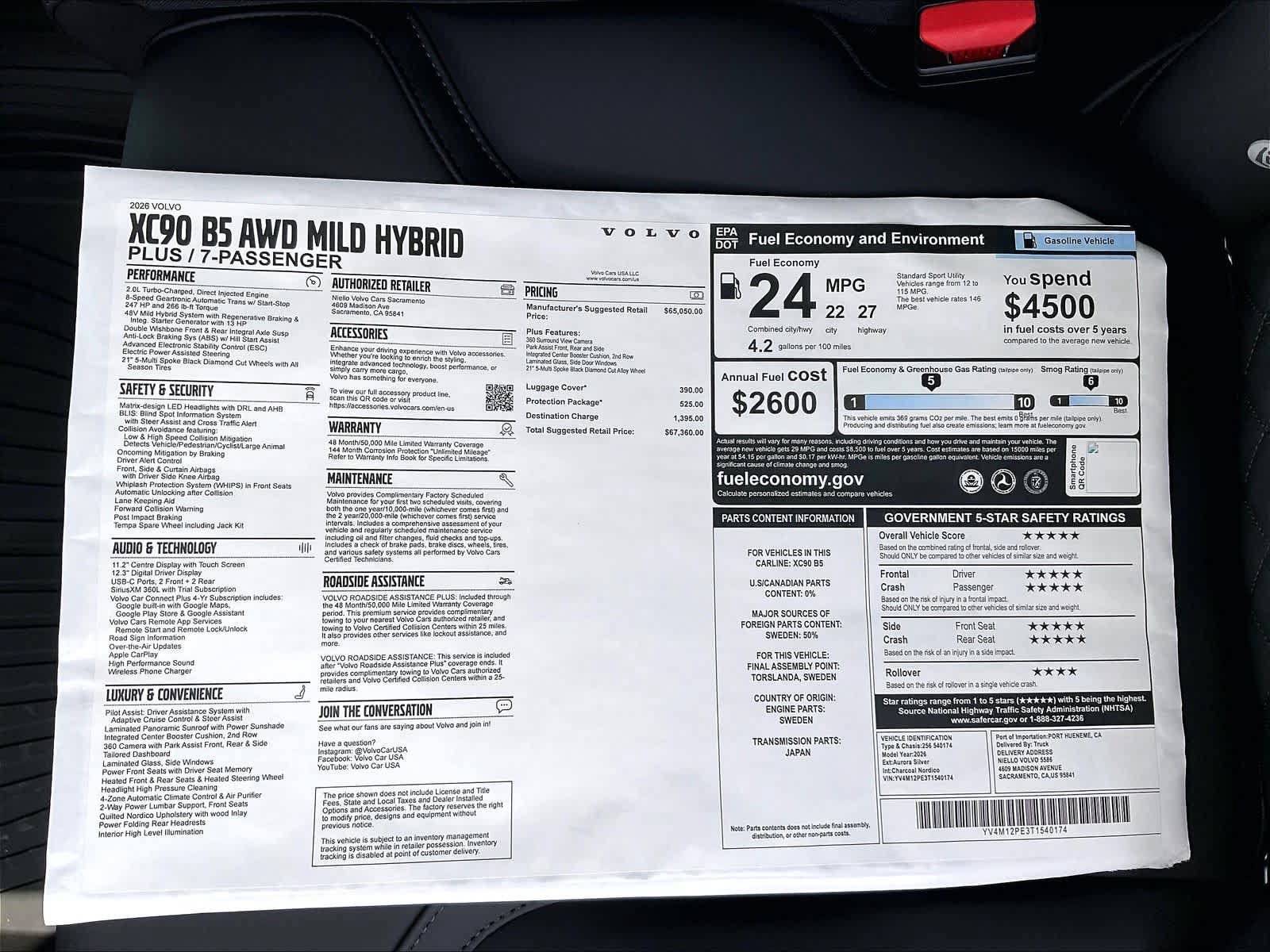 New 2026 Volvo XC90 B5 Plus w/ Protection Package AWD/4WD image 37
