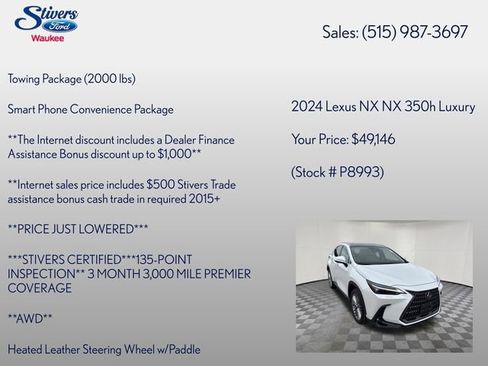Used 2024 Lexus NX 350h AWD w/ Vision Package image 16
