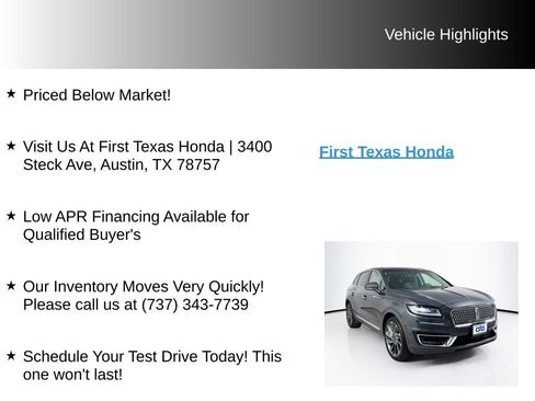 Used 2020 Lincoln Nautilus Reserve w/ Equipment Group 201A FWD image 9