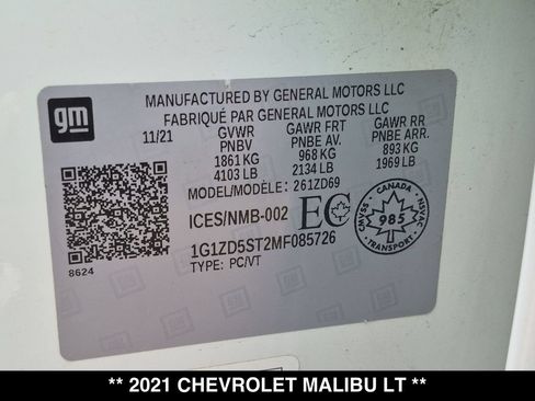 Used 2021 Chevrolet Malibu LT w/ Sport Edition FWD image 28