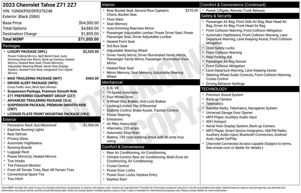 Used 2023 Chevrolet Tahoe Z71 w/ Luxury Package AWD/4WD image 40