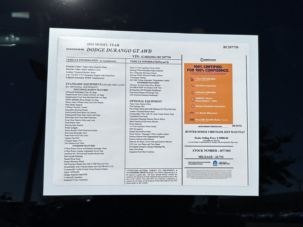 Certified 2024 Dodge Durango GT AWD/4WD image 5