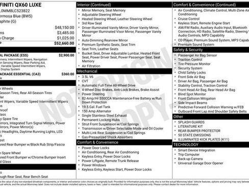 Used 2020 INFINITI QX60 Luxe w/ Essential Package image 15