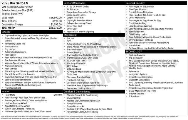 Certified 2025 Kia Seltos S AWD/4WD image 34