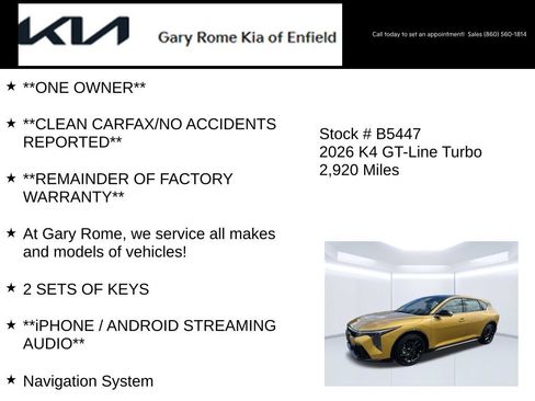 Certified 2026 Kia K4 GT-Line Turbo FWD image 7