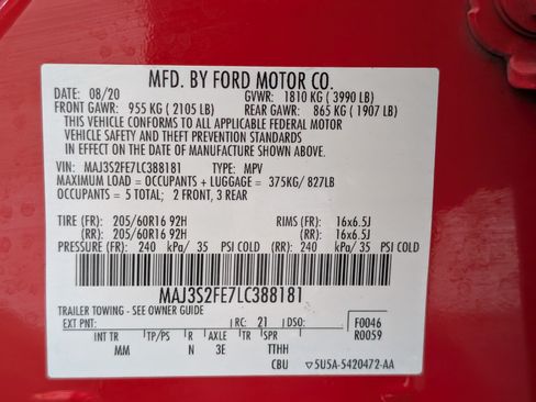 Used 2020 Ford EcoSport S FWD image 32