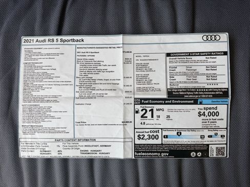Used 2021 Audi RS 5 Sportback w/ Dynamic Package AWD/4WD image 16