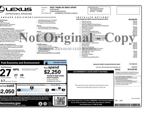 Used 2023 Lexus RX 500h F Sport w/ Accessory Package (Z1) image 57