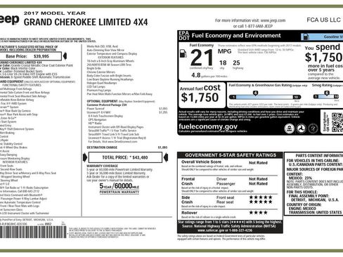 Used 2017 Jeep Grand Cherokee Limited AWD/4WD image 3