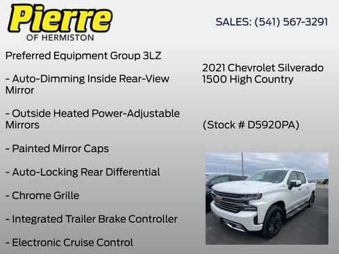 Used 2021 Chevrolet Silverado 1500 High Country w/ Technology Package AWD/4WD image 5