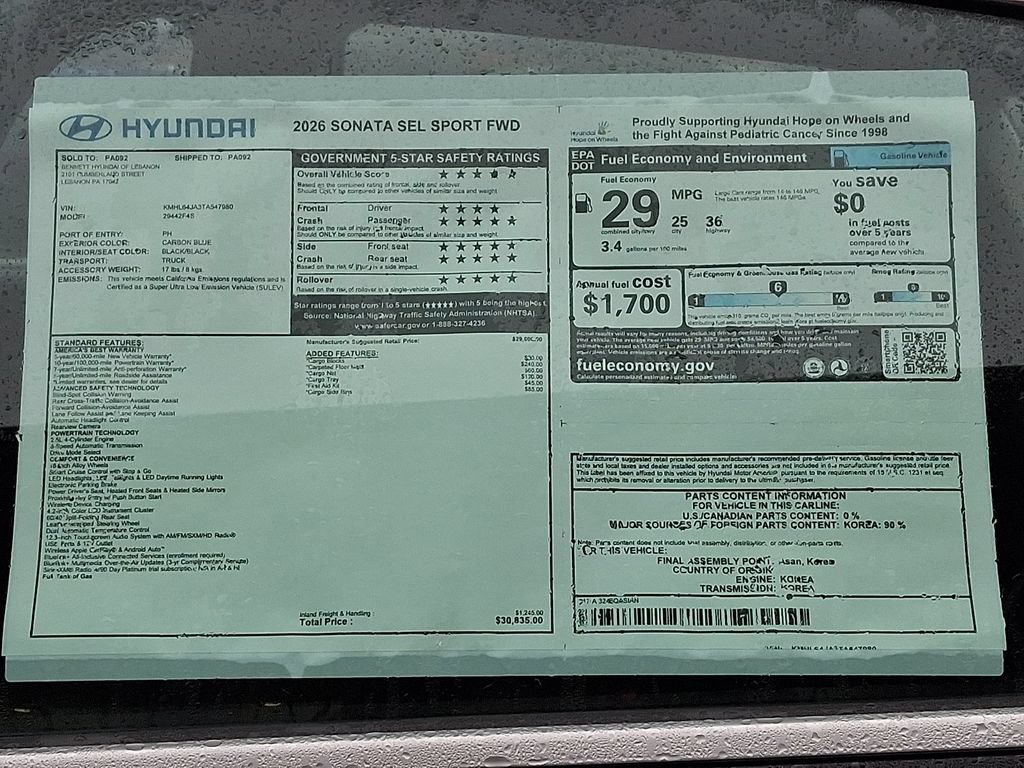 New 2026 Hyundai Sonata SEL FWD image 3