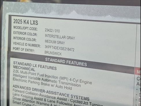 New 2025 Kia K4 LXS image 14