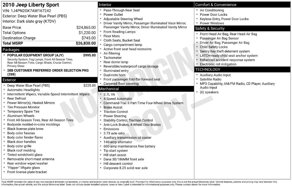 Used 2010 Jeep Liberty Sport w/ Popular Equipment Group AWD/4WD image 24