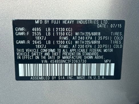 Used 2015 Subaru Outback 2.5i Limited image 29