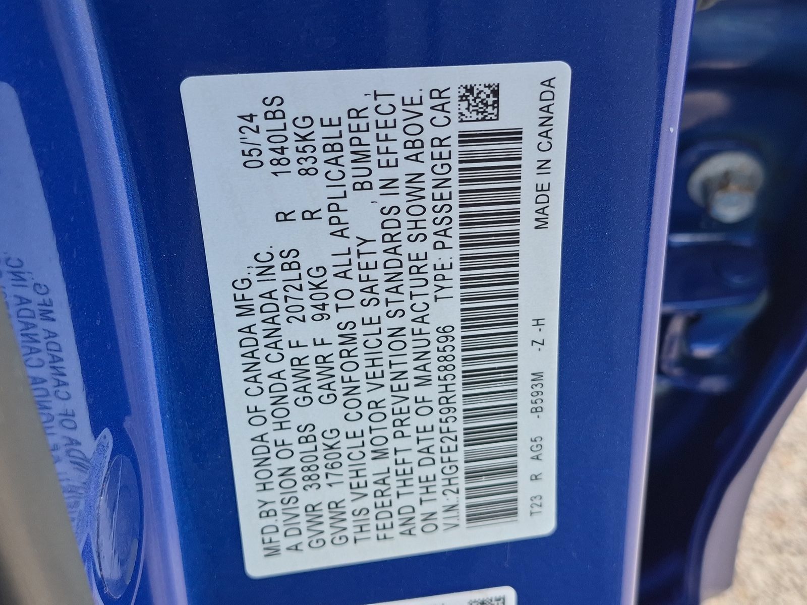 Certified 2024 Honda Civic Sport image 23