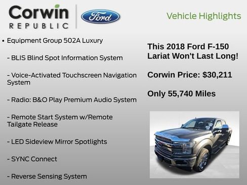 Used 2018 Ford F150 Lariat w/ Equipment Group 502A Luxury image 7