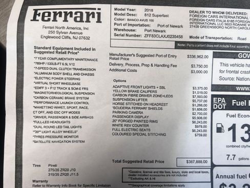 Used 2018 Ferrari 812 Superfast image 13