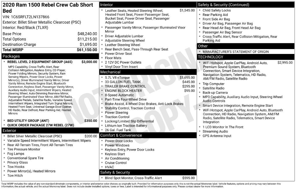 Used 2020 RAM 1500 Rebel w/ Rebel Level 2 Equipment Group AWD/4WD image 11