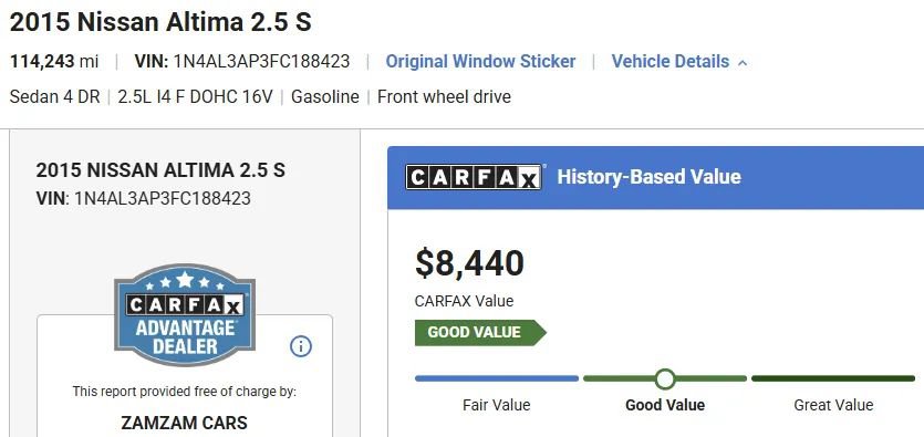 Used 2015 Nissan Altima 2.5 S w/ Sport Value Package FWD image 2