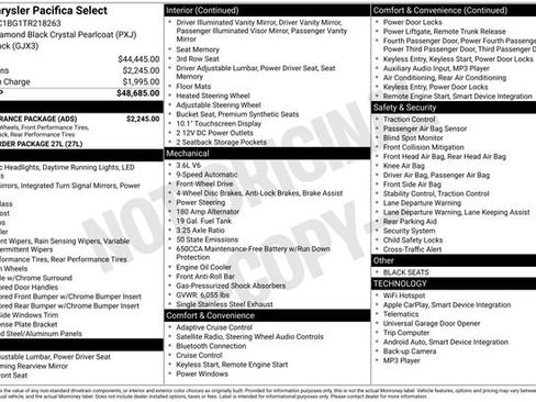 New 2026 Chrysler Pacifica Select w/ S Appearance Package FWD image 9