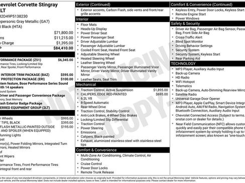 Used 2023 Chevrolet Corvette Stingray Preferred Cpe w/ Z51 Performance Package RWD image 8