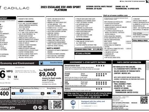 Used 2023 Cadillac Escalade ESV Sport Platinum w/ LPO, ONYX Package AWD/4WD image 30