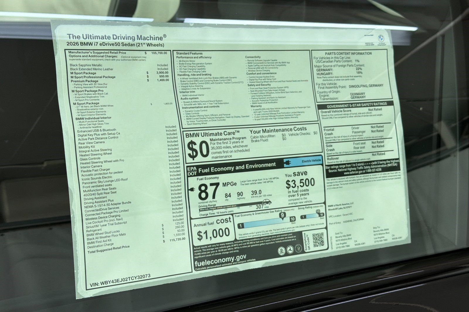 Used 2026 BMW i7 eDrive50 w/ M Sport Package RWD image 29