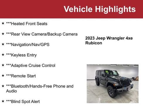 Used 2023 Jeep Wrangler Unlimited Rubicon 4xe w/ Safety Group image 2