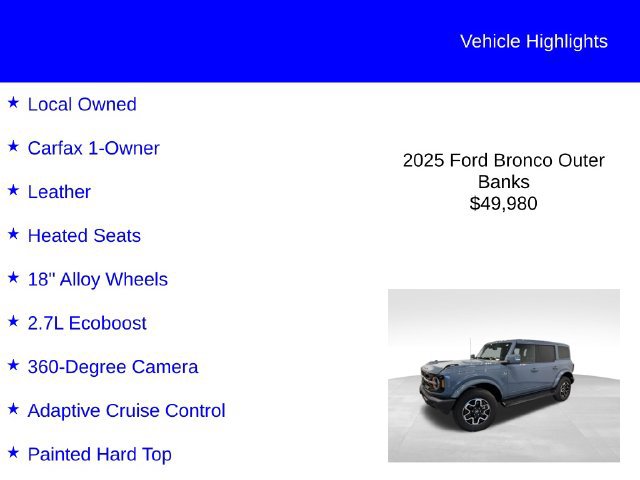 Certified 2025 Ford Bronco Outer Banks AWD/4WD image 3