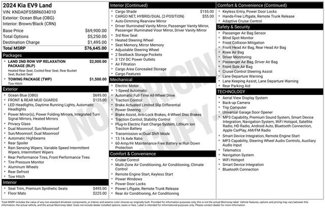 Certified 2024 Kia EV9 Land AWD/4WD image 15