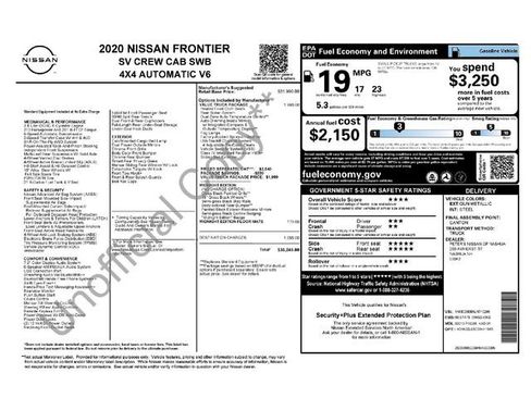Used 2020 Nissan Frontier SV w/ Midnight Edition Floor Mats AWD/4WD image 1