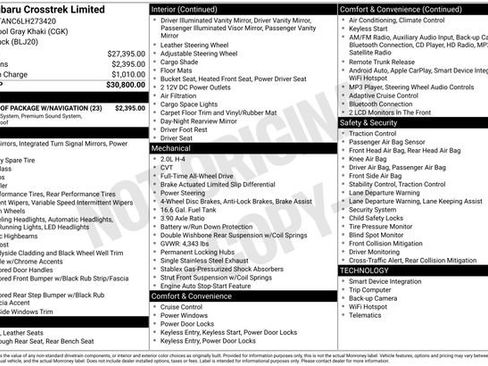 Used 2020 Subaru Crosstrek 2.0i Limited w/ Moonroof Package w/Navigation image 36