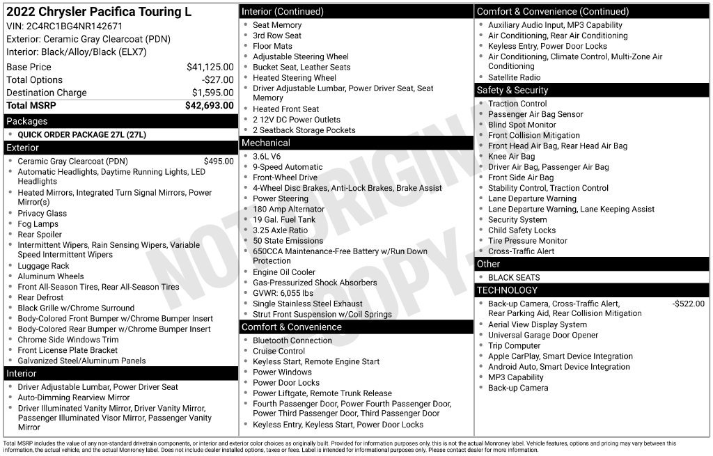 Used 2022 Chrysler Pacifica Touring-L FWD image 45