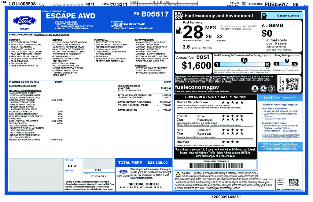 Used 2023 Ford Escape ST-Line w/ Tech Pack #1 AWD/4WD image 33