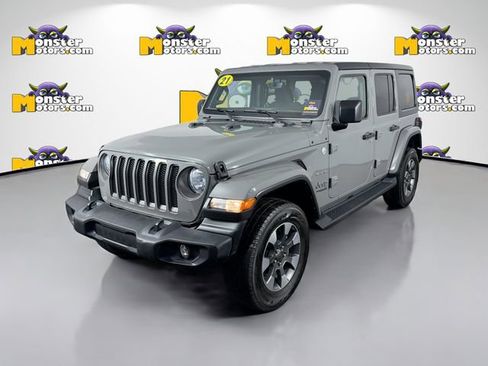 Used 2021 Jeep Wrangler Unlimited Sahara w/ Uconnect 4C Nav & Sound Group AWD/4WD image 1