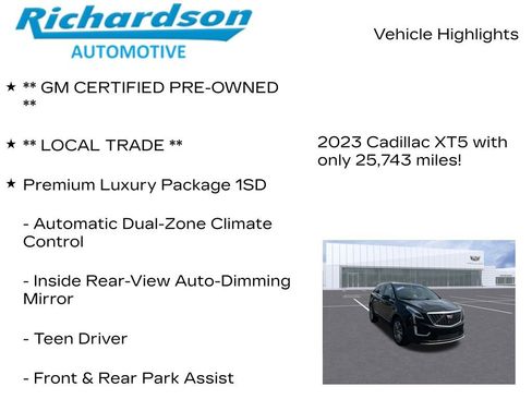 Certified 2023 Cadillac XT5 Premium Luxury w/ LPO, Floor Liner Package AWD/4WD image 12