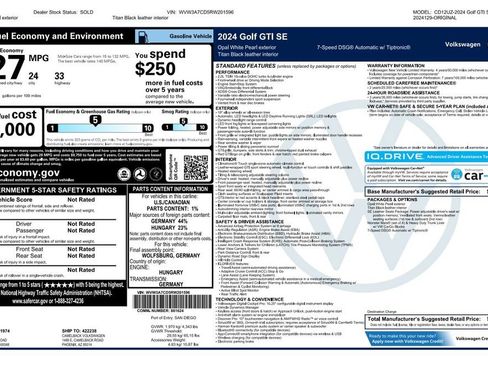 Used 2024 Volkswagen GTI SE w/ SE Leather Seats Package FWD image 3