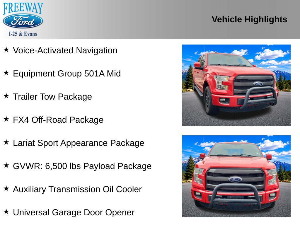 Used 2015 Ford F150 Lariat w/ Equipment Group 501A Mid AWD/4WD image 2