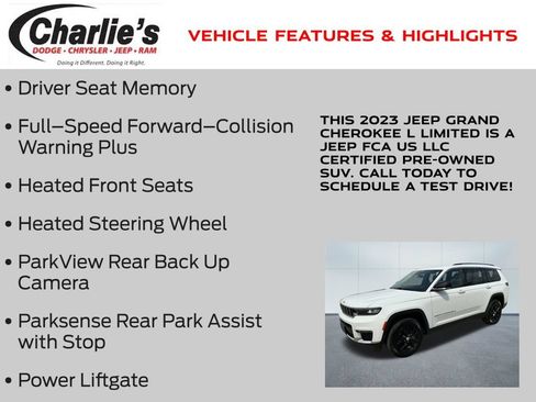Certified 2023 Jeep Grand Cherokee L Limited AWD/4WD image 13