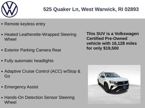 Certified 2022 Volkswagen Taos S w/ IQ Drive S Package image 19