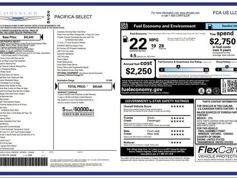 Used 2026 Chrysler Pacifica Select FWD image 4