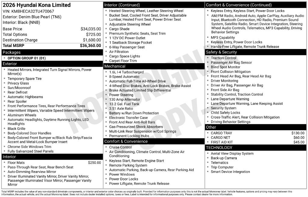 New 2026 Hyundai Kona Limited AWD/4WD image 16