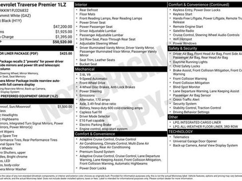 Used 2023 Chevrolet Traverse Premier w/ LPO, Floor Liner Package image 13