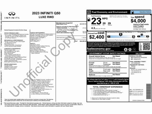Used 2023 INFINITI Q50 Luxe w/ Cargo Package image 2