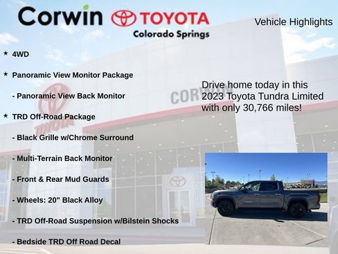 Used 2023 Toyota Tundra Limited w/ TRD Off-Road Package AWD/4WD image 7