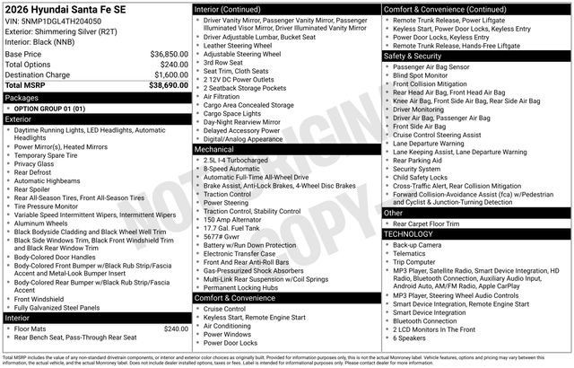 New 2026 Hyundai Santa Fe SE AWD/4WD image 23